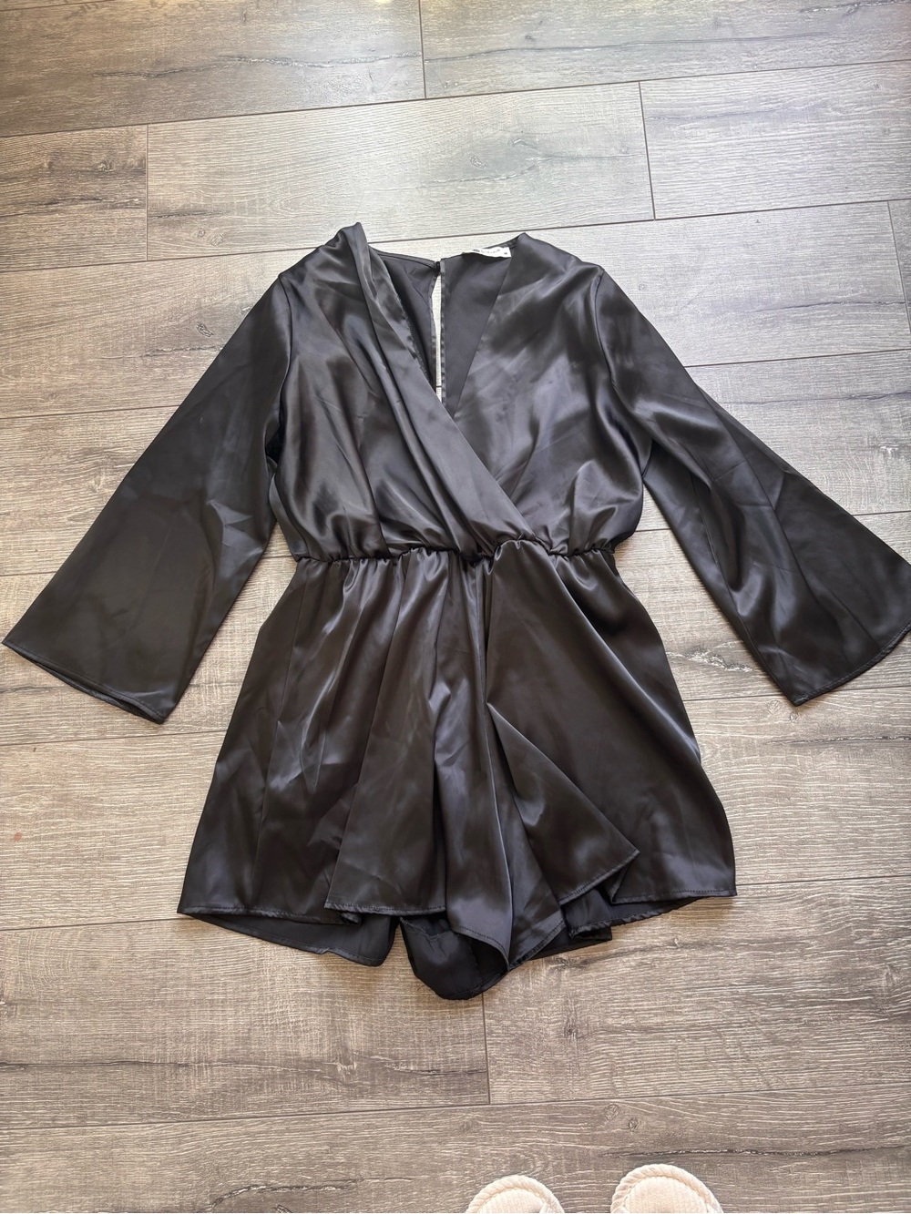 Black Satin Wrap jumpsuit dress